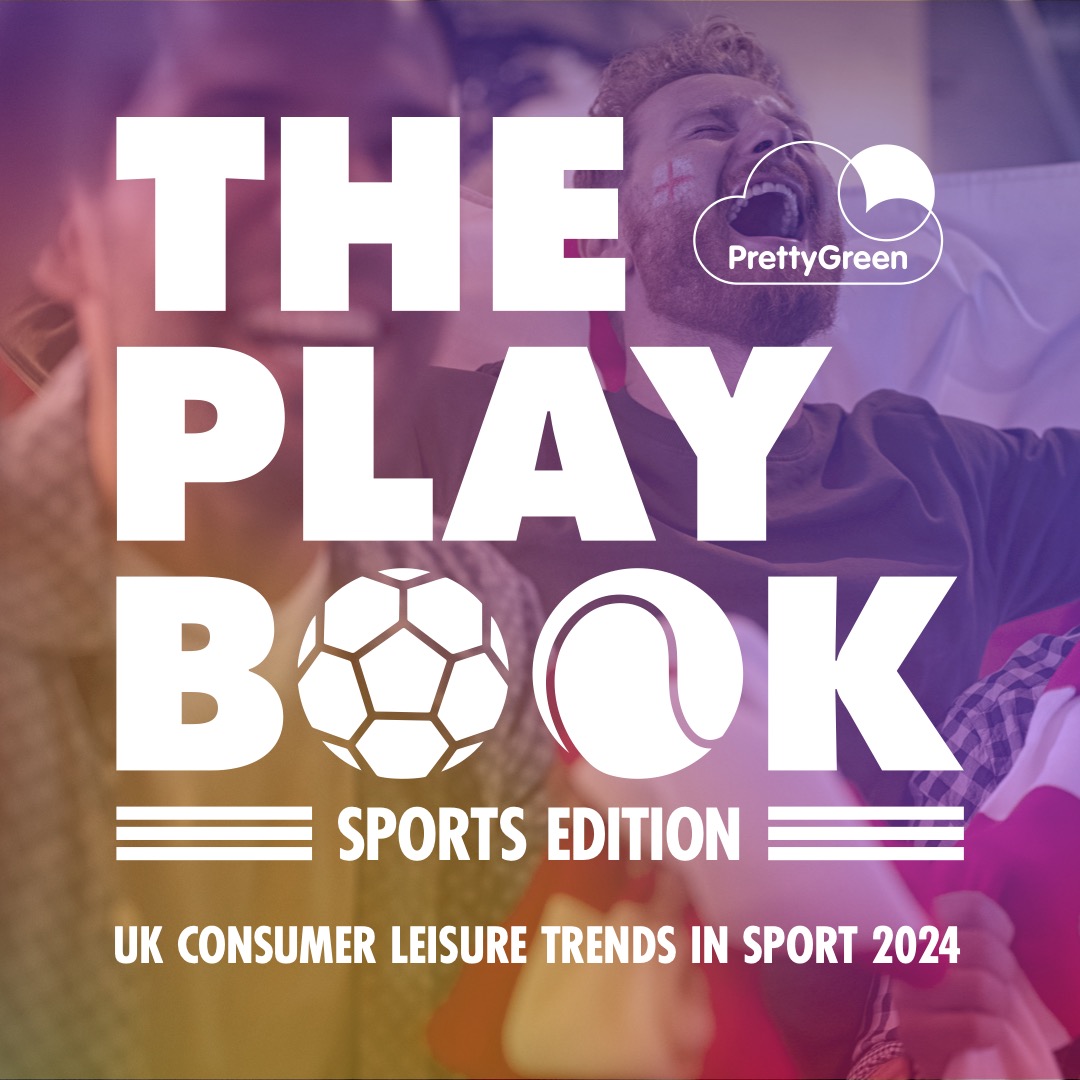 The Play Book - Sports Edition by PrettyGreen is the text in front of two men celebrating football